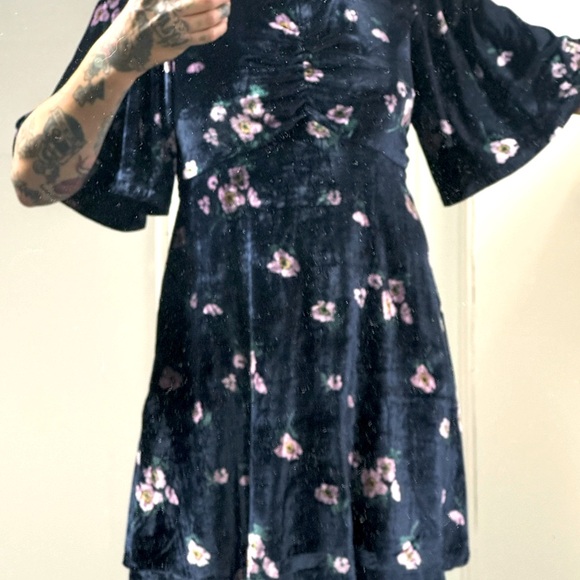 Free People floral velvet ruched front dress size 10 NWT - Picture 4 of 13